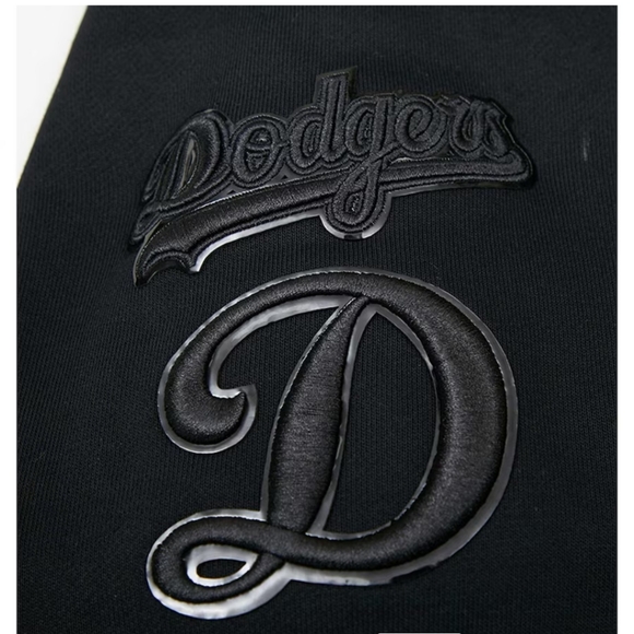 NWT Women's LA Dodgers Pro Standard Triple Black Cropped Pullover Hoodie - Picture 4 of 11